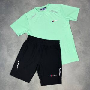 Berghaus Terrain Trek T-Shirts & Shorts Set Green/Black Men's Reps Sale UK Best AAA Quality Replica
